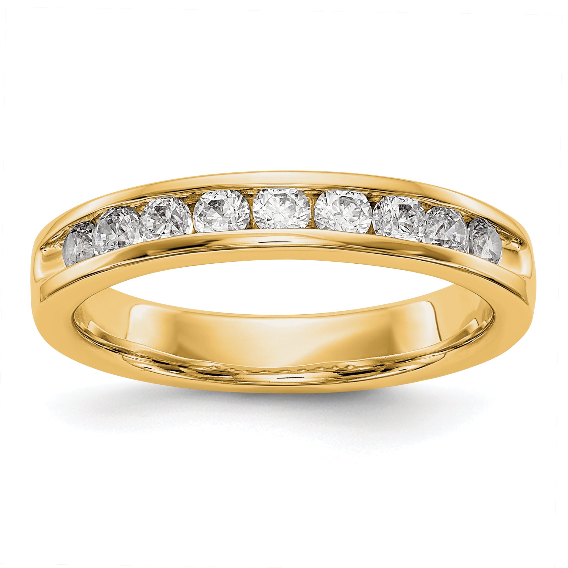 14K Yellow Gold 9 Stone Diamond Channel Band A4 Diamonds Si1/Si2 G I