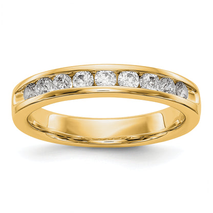 14K Yellow Gold 9 Stone Diamond Channel Band A4 Diamonds Si1/Si2 G I