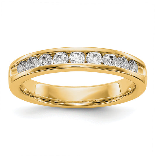 14K Yellow Gold 9 Stone Diamond Channel Band A4 Diamonds Si1/Si2 G I