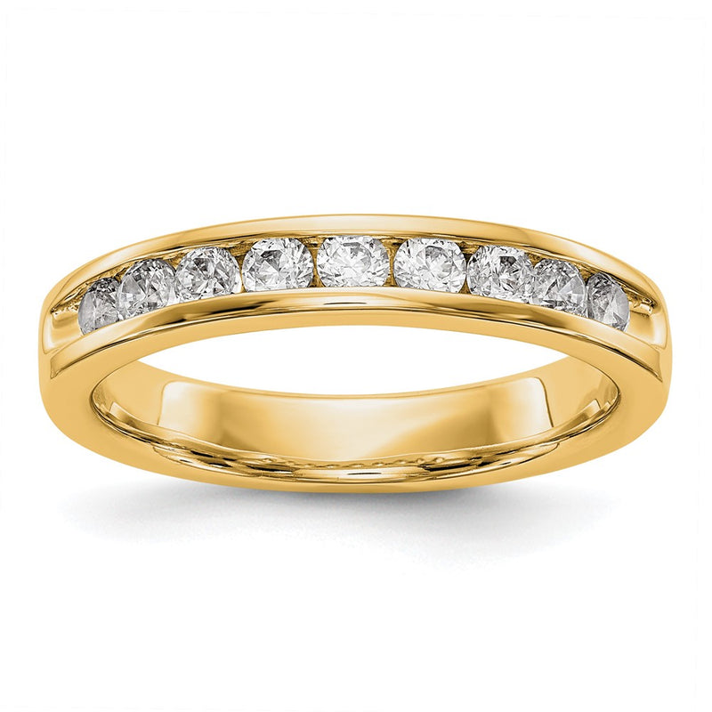 14K Yellow Gold 9 Stone Diamond Channel Band A4 Diamonds Si1/Si2 G I