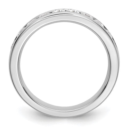 14K White Gold 9-Stone Real Diamond Channel Band