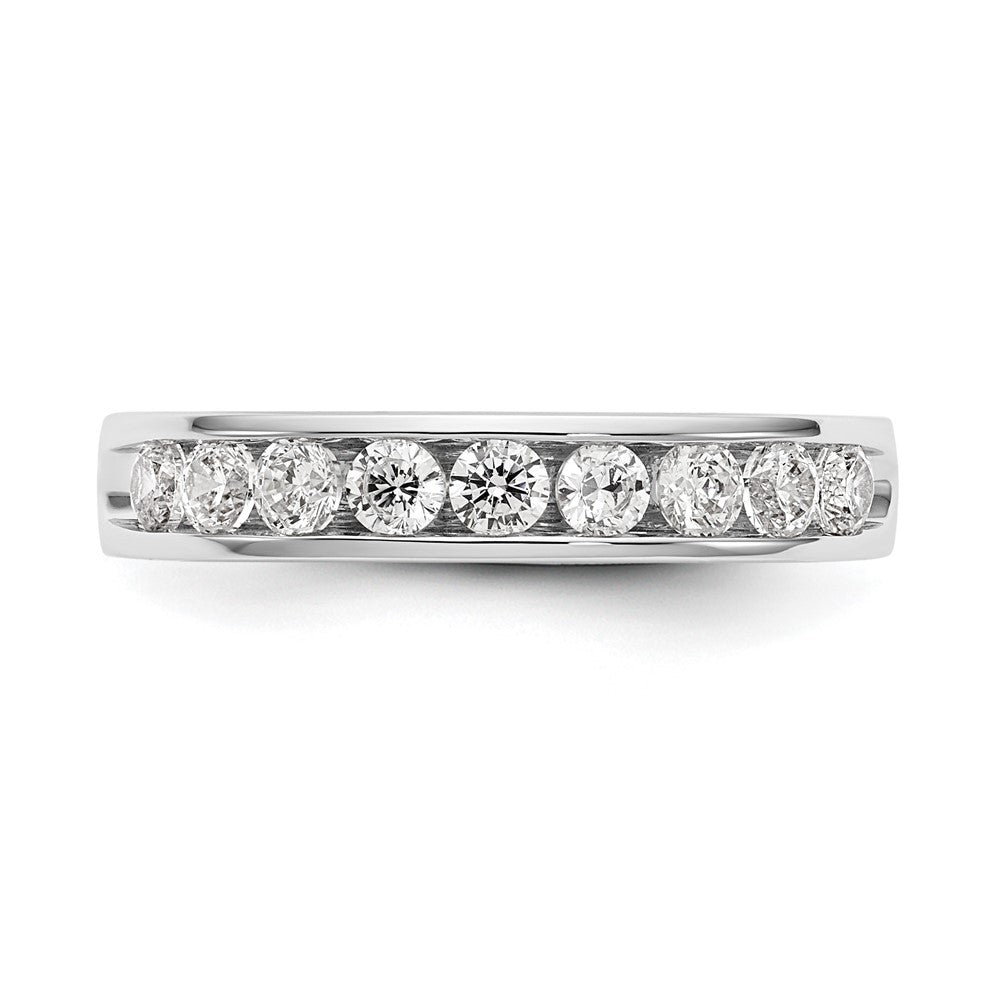 14K White Gold 9-Stone Real Diamond Channel Band