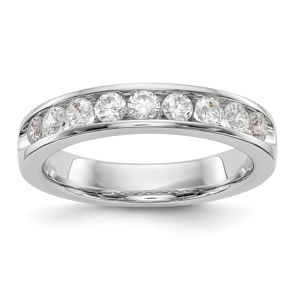 14K White Gold 9-Stone Real Diamond Channel Band