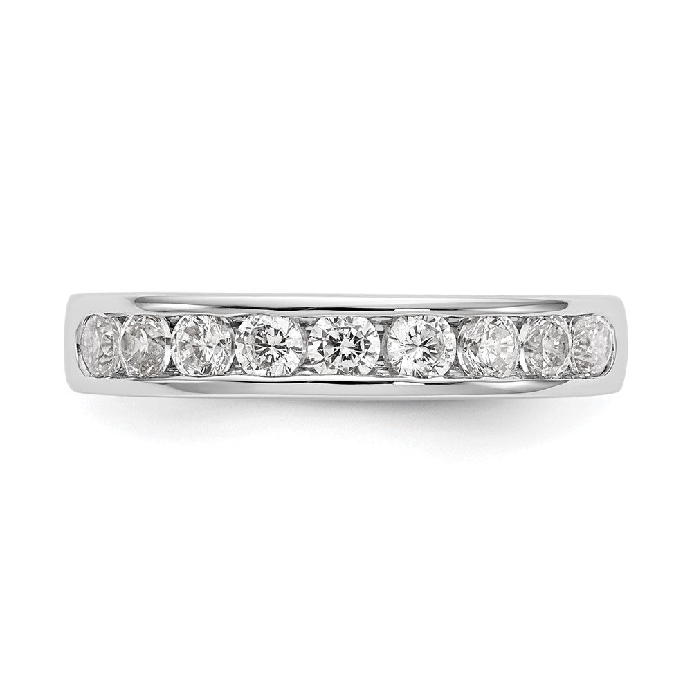 14K White Gold 9-Stone Real Diamond Channel Band