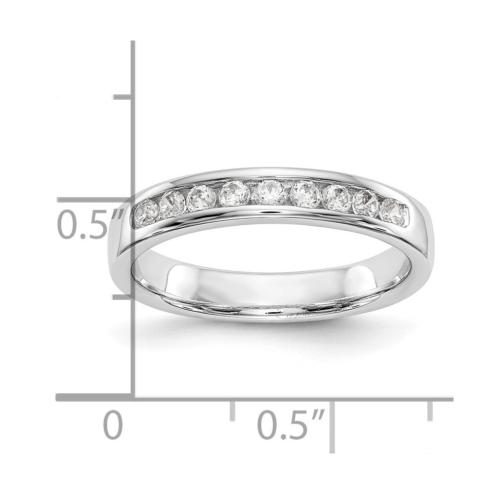 14K White Gold 9-Stone Real Diamond Channel Band