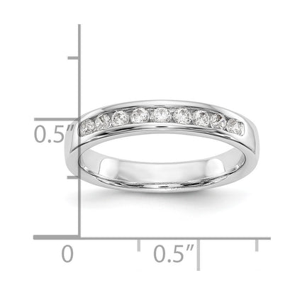 14K White Gold 9-Stone Real Diamond Channel Band