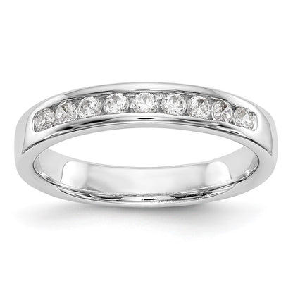 14K White Gold 9-Stone Real Diamond Channel Band