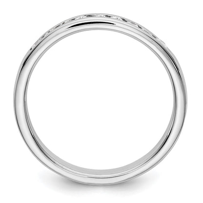 14k White Gold 9-Stone 1/3 carat Round Diamond Complete Channel Band