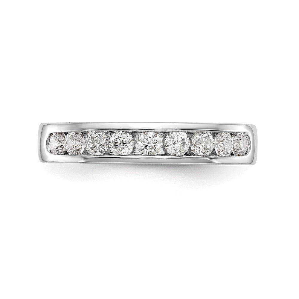 14K White Gold 9-Stone Real Diamond Channel Band