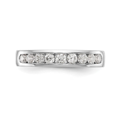 14K White Gold 9-Stone Real Diamond Channel Band