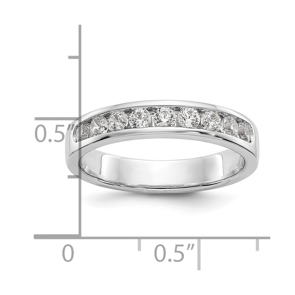 14K White Gold 9-Stone Real Diamond Channel Band