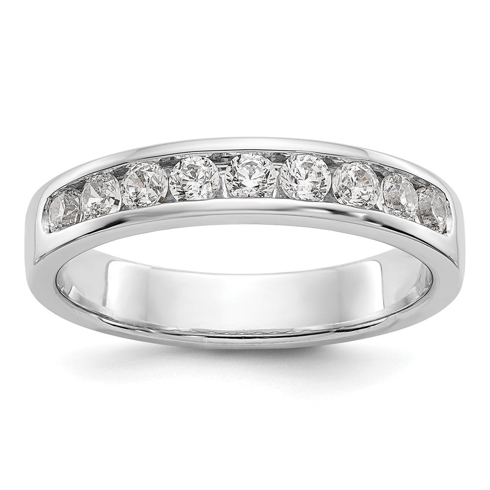 14K White Gold 9-Stone Real Diamond Channel Band