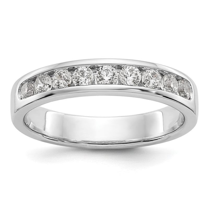 14K White Gold 9-Stone Real Diamond Channel Band