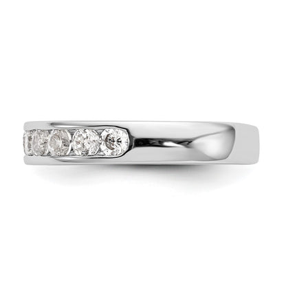 14K White Gold 9-Stone Real Diamond Channel Band