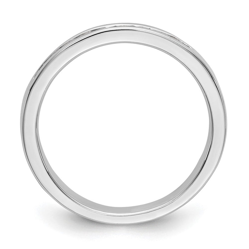 14K White Gold 9 Stone 1/4 Carat Round Diamond Complete Channel Band