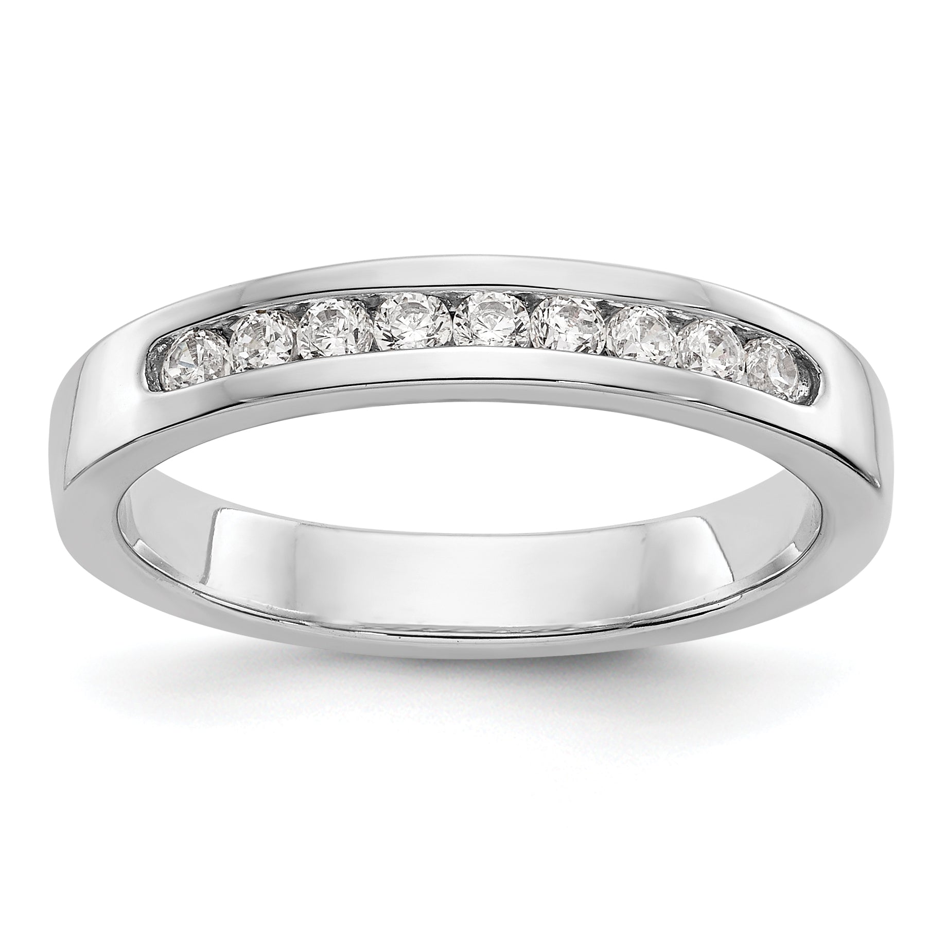 Platinum 9 Stone 1/4 Carat Round Diamond Complete Channel Band