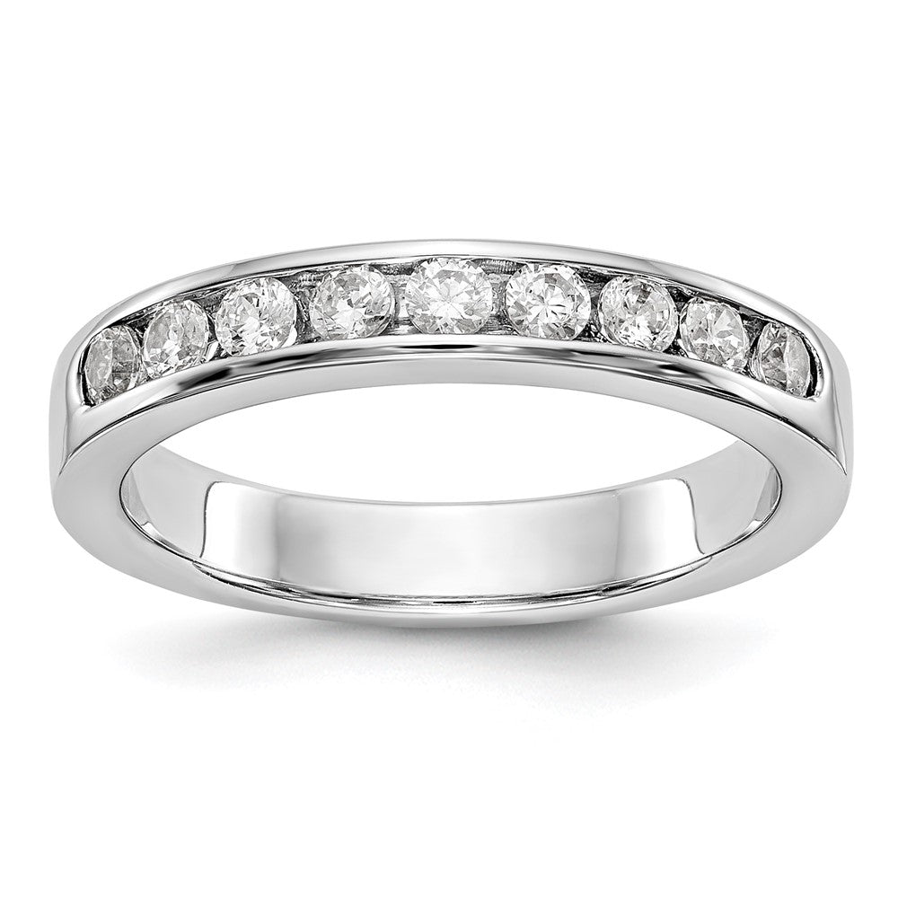 14K White Gold 9-Stone Real Diamond Channel Band