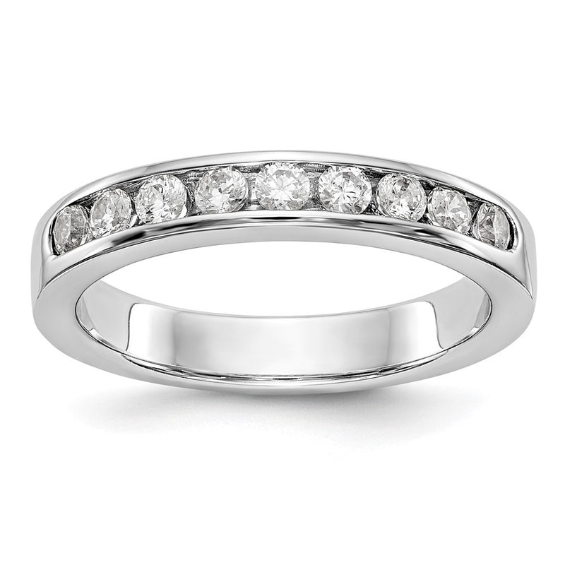 14K White Gold 9-Stone Real Diamond Channel Band