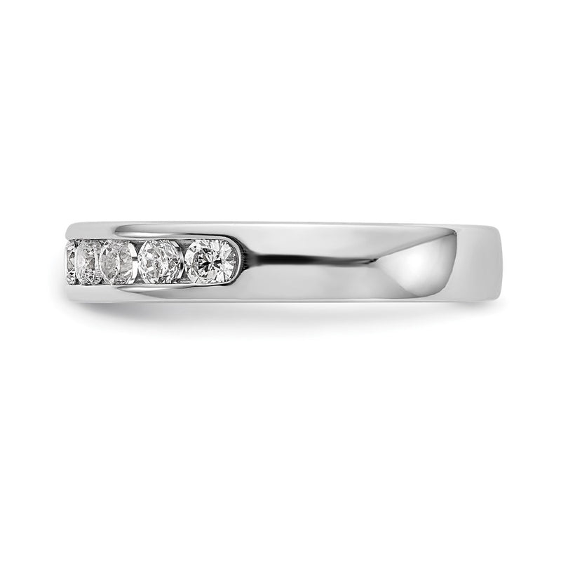 14K White Gold 9 Stone 1/2 Carat Round Diamond Complete Channel Band