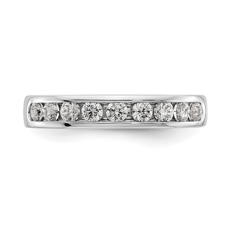14K White Gold 9 Stone 1/2 Carat Round Diamond Complete Channel Band