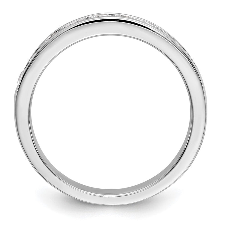 14K White Gold 9 Stone 3/4 Carat Round Diamond Complete Channel Band