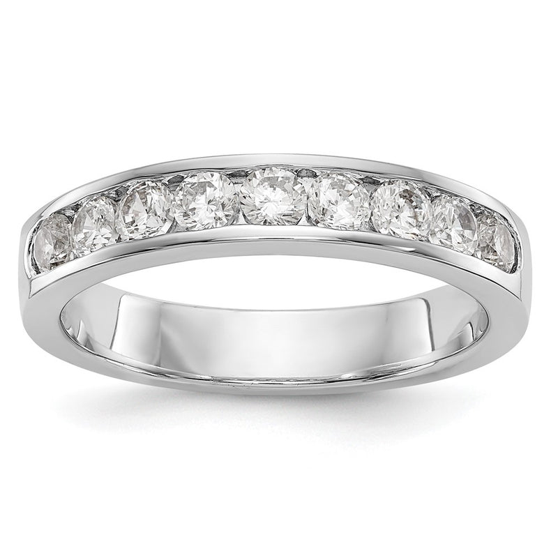 14K White Gold 9 Stone 3/4 Carat Round Diamond Complete Channel Band