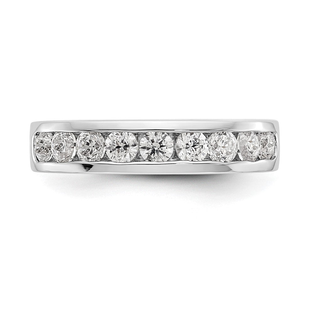 14K White Gold 9-Stone Real Diamond Channel Band