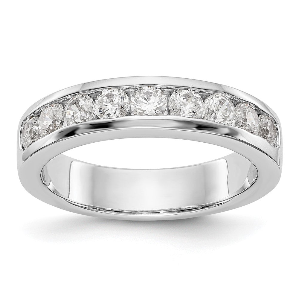 14K White Gold 9 Stone Diamond Channel Band