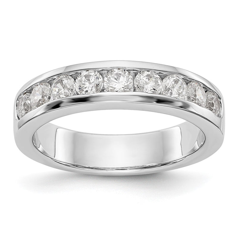14K White Gold 9 Stone Diamond Channel Band