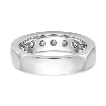 14K White Gold 9-Stone 1.3 carat Round Diamond Complete Channel Wedding Band Ring