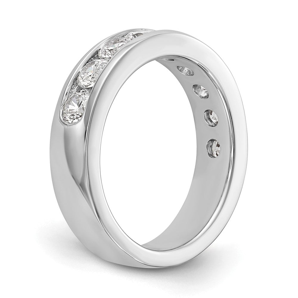 14K White Gold 9-Stone 1.3 carat Round Diamond Complete Channel Wedding Band Ring