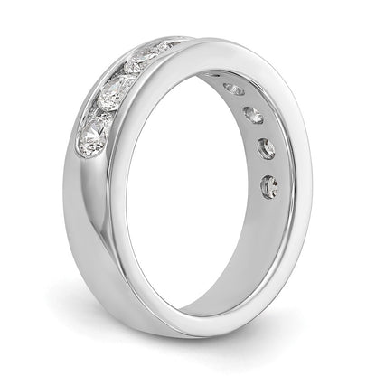14K White Gold 9-Stone 1.3 carat Round Diamond Complete Channel Wedding Band Ring