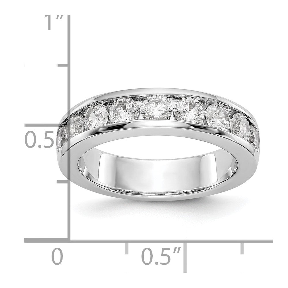 14K White Gold 9 Stone 1.3 Carat Round Diamond Complete Channel Band