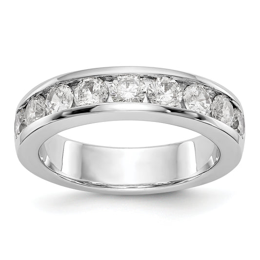 14K White Gold 9-Stone Real Diamond Channel Band