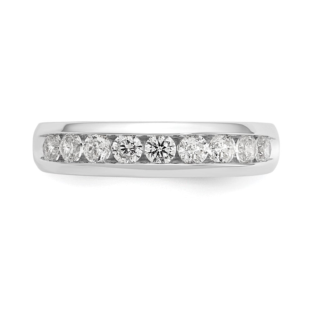 14K White Gold 9-Stone Real Diamond Channel Band
