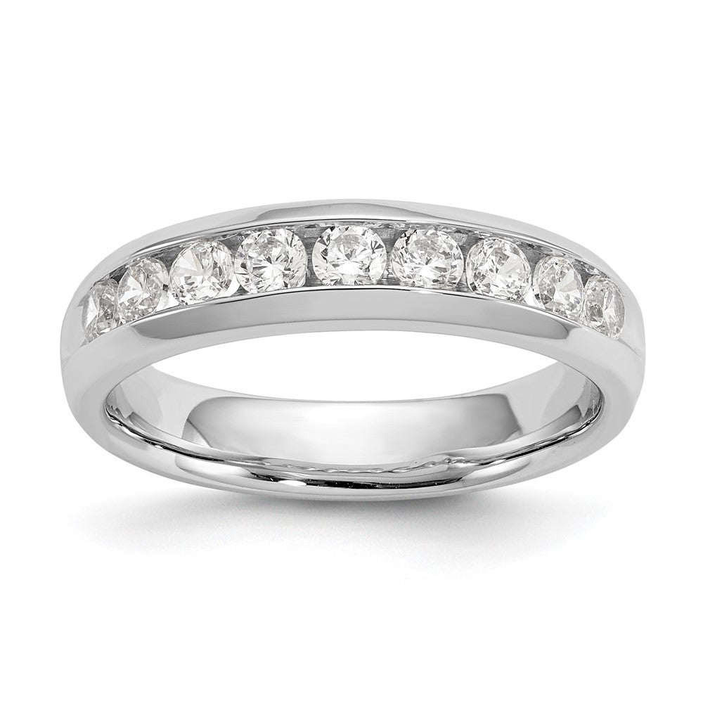 14K White Gold 9-Stone Real Diamond Channel Band