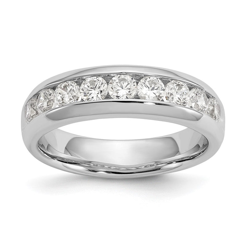 14K White Gold 1 Carat Lab Grown Diamond Vs/Si+ G+ Nine Stone Complete Fashion Band