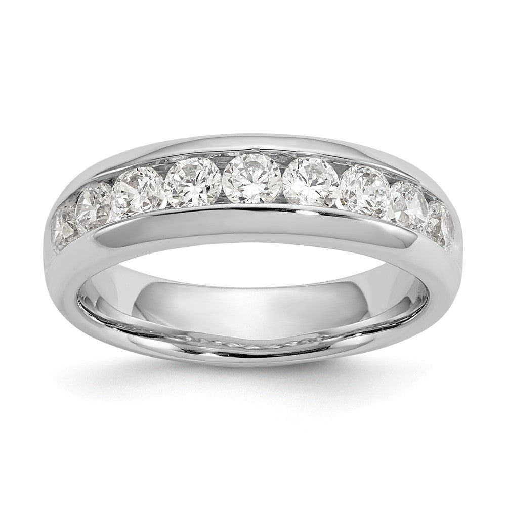 14K White Gold 9-Stone Real Diamond Channel Band