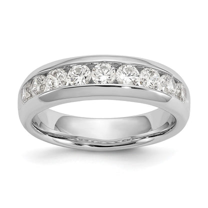 14K White Gold 9-Stone Real Diamond Channel Band