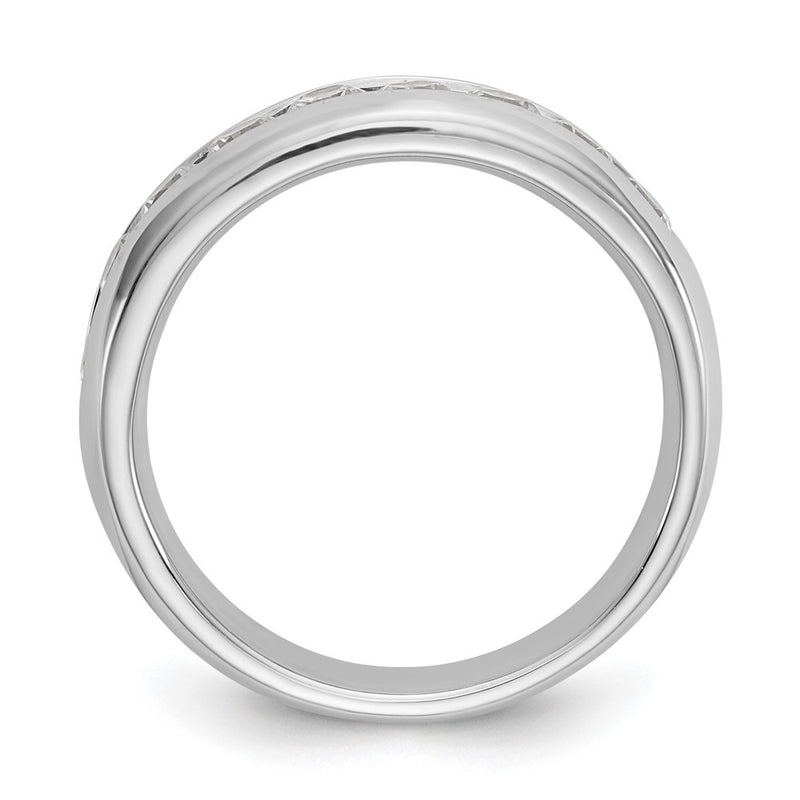 14K White Gold 9-Stone Real Diamond Channel Band