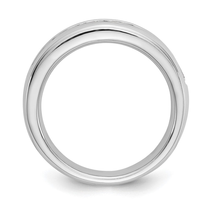 14K White Gold 9 Stone 1.38 Carat Round Diamond Complete Channel Band