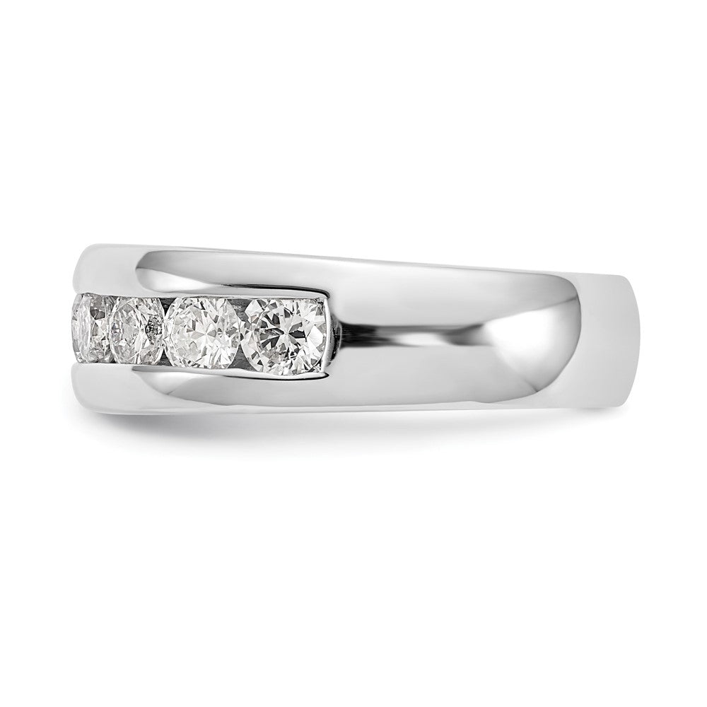 14K White Gold 9 Stone 1.38 Carat Round Diamond Complete Channel Band