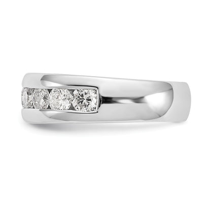 14K White Gold 9 Stone 1.38 Carat Round Diamond Complete Channel Band