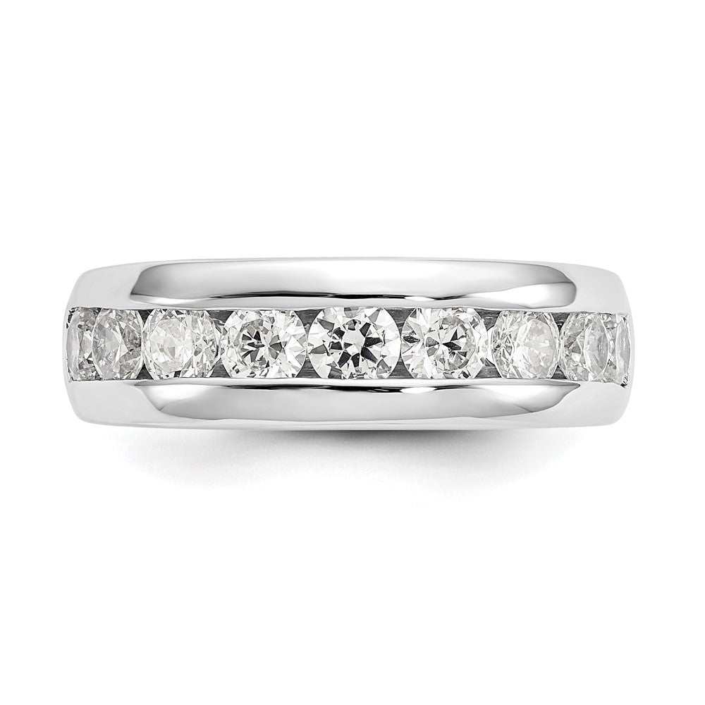 14K White Gold 9 Stone 1.38 Carat Round Diamond Complete Channel Band