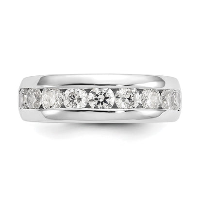 14K White Gold 9 Stone 1.38 Carat Round Diamond Complete Channel Band