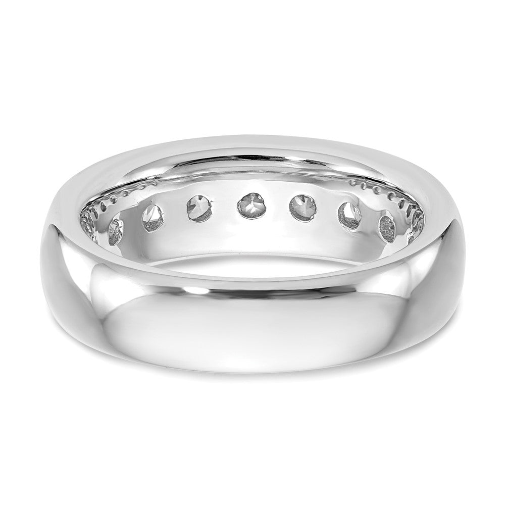 14K White Gold 9 Stone 1.38 Carat Round Diamond Complete Channel Band