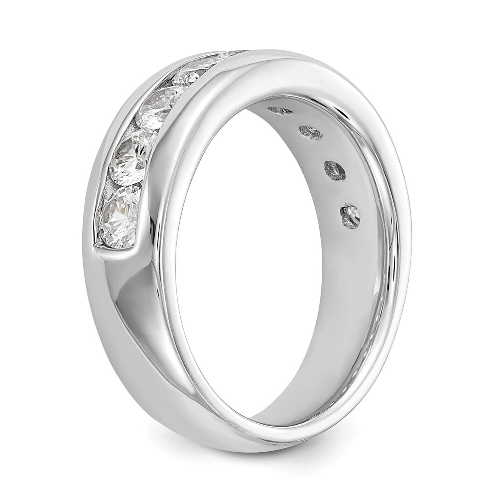 14K White Gold 9 Stone 1.38 Carat Round Diamond Complete Channel Band