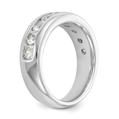 14K White Gold 9 Stone 1.38 Carat Round Diamond Complete Channel Band