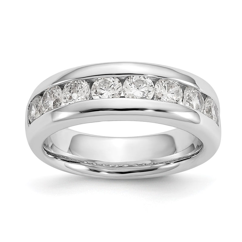 14K White Gold 9 Stone 1.38 Carat Round Diamond Complete Channel Band