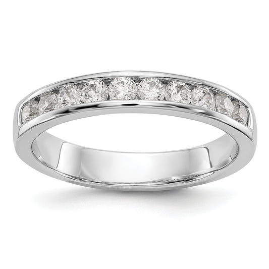 14K White Gold 10-Stone Real Diamond Channel Band